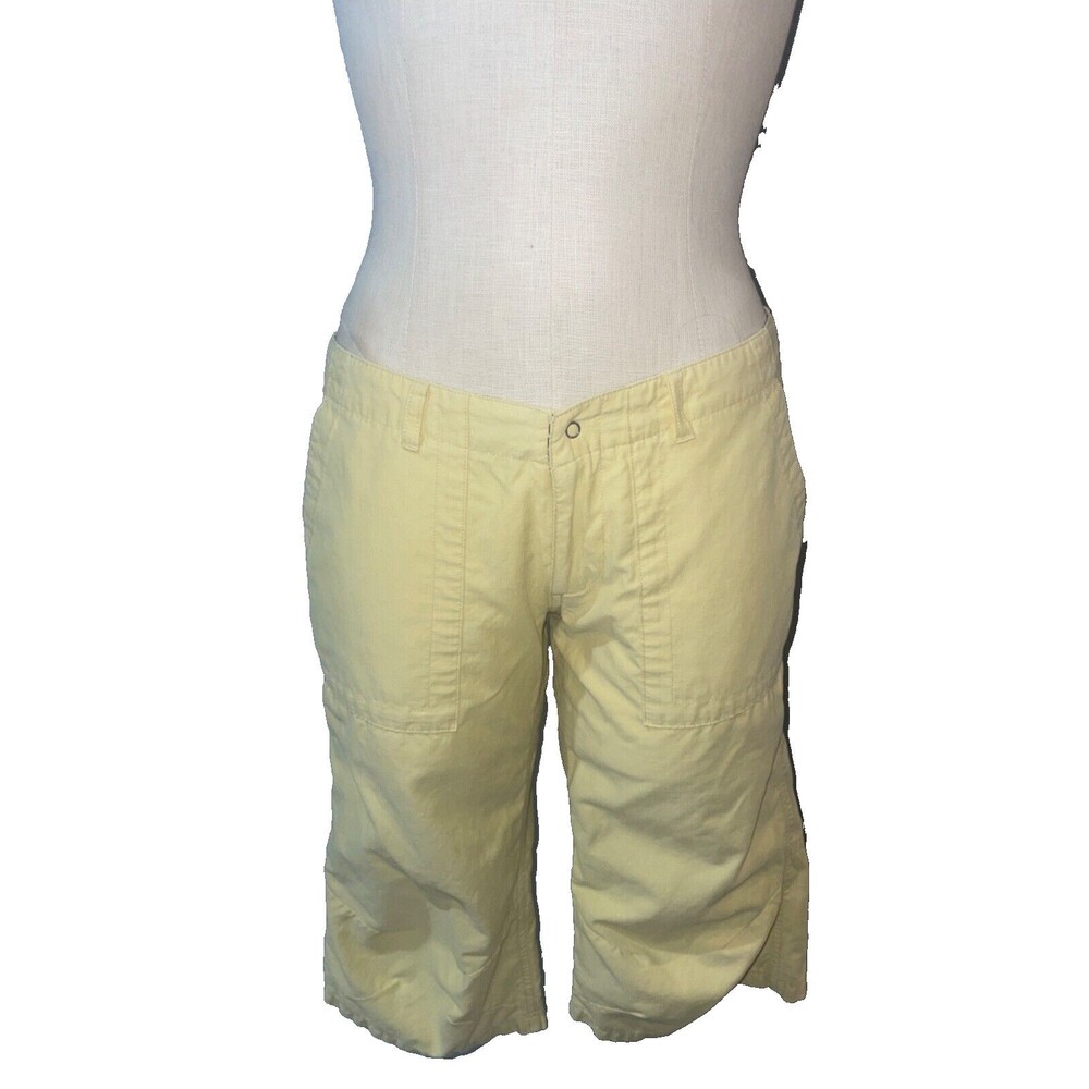 Horny Toad Women's Yellow Bermuda Capri Shorts size 4 Embroidered Low Rise